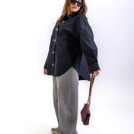 THE METAL BUTTON SHIRT - KANAGU BLACK