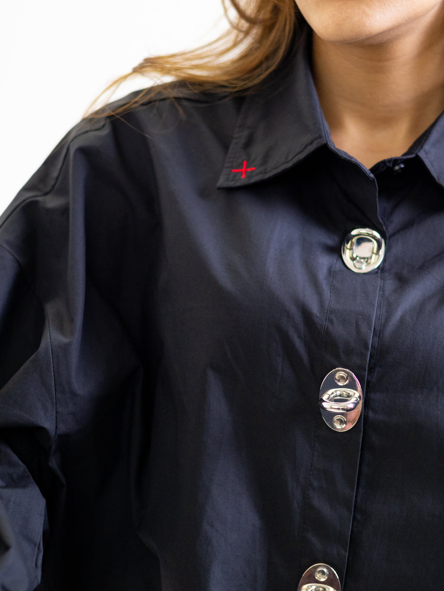 THE METAL BUTTON SHIRT - KANAGU BLACK