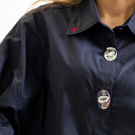 THE METAL BUTTON SHIRT - KANAGU BLACK